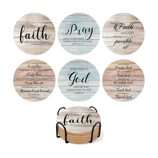 Coaster Holder / Wooden Coasters for Drinks / God / Set of 6