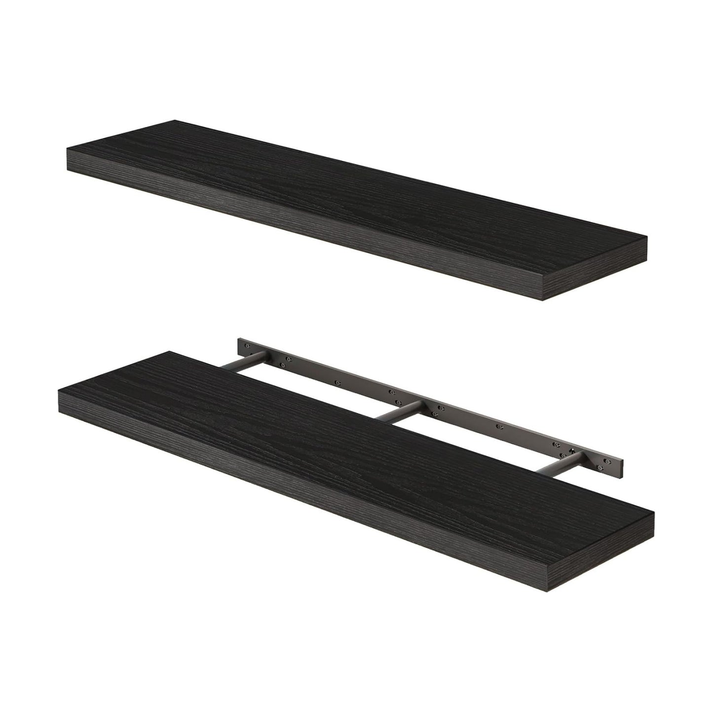 Fixwal Floating Wall Shelves for Decor (Black, Set of 2, 35.4Inch)