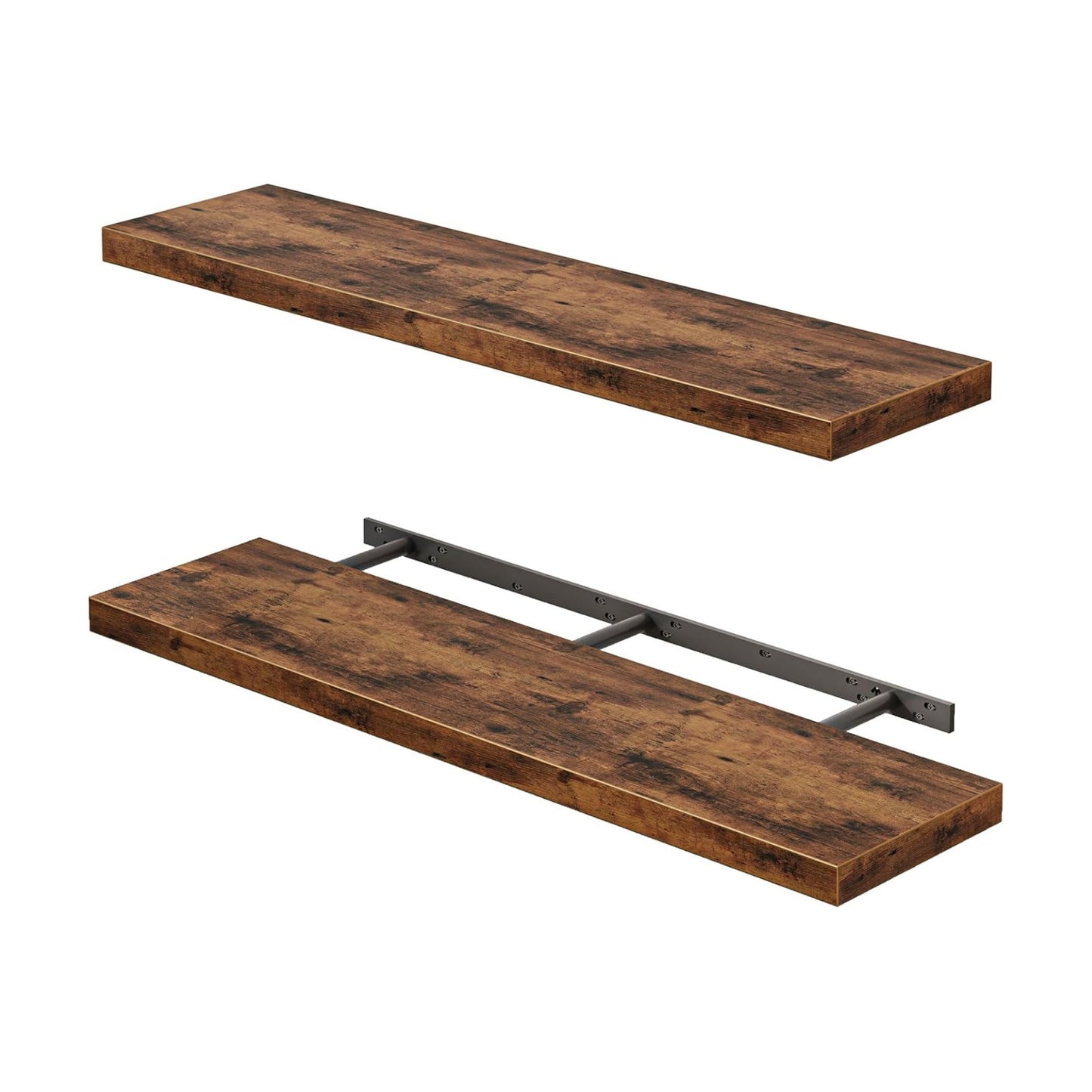 Fixwal Floating Wall Shelves for Decor (Rustic Brown, Set of 2, 35.4Inch)