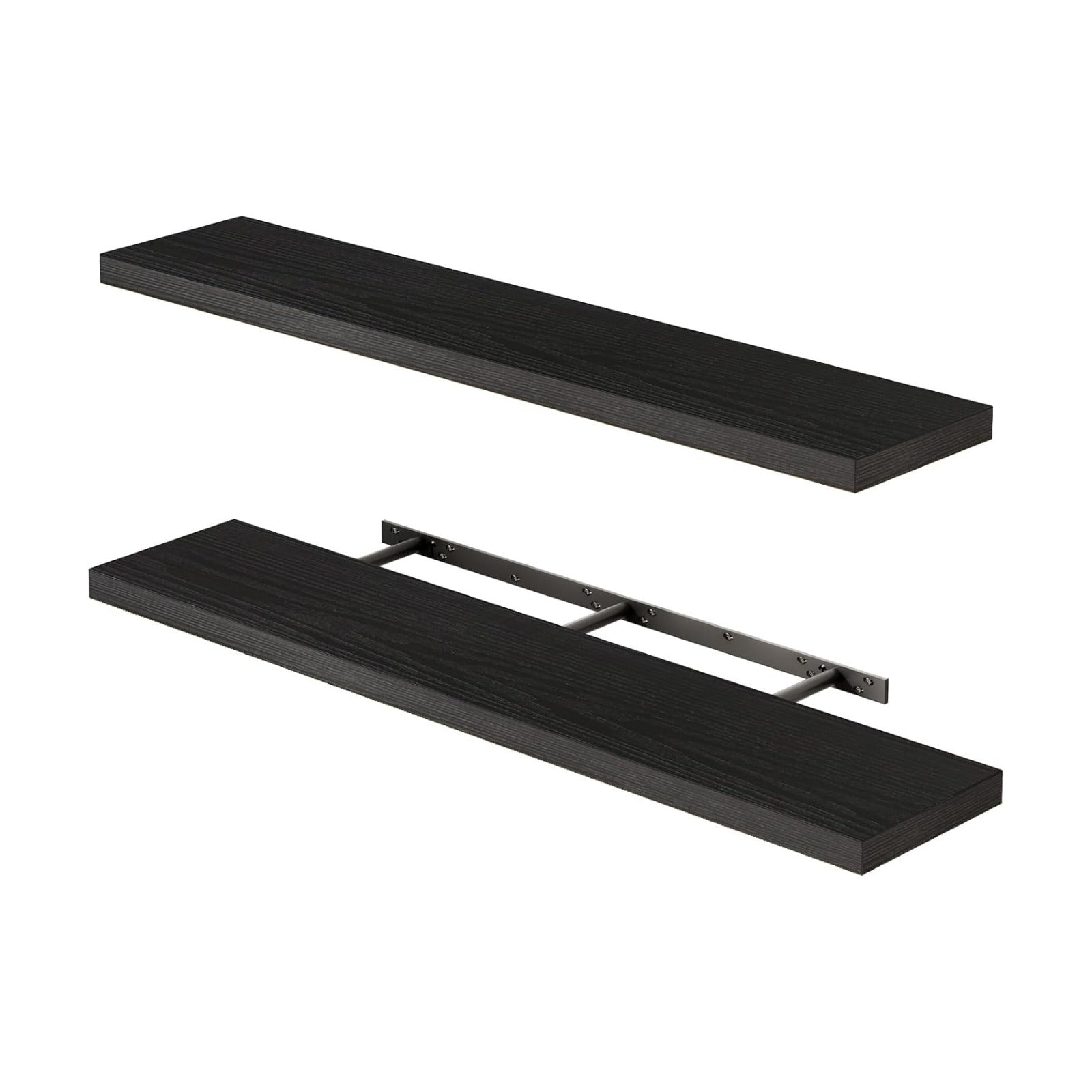 Fixwal Floating Wall Shelves for Decor (Black, Set of 2, 47.2Inch)