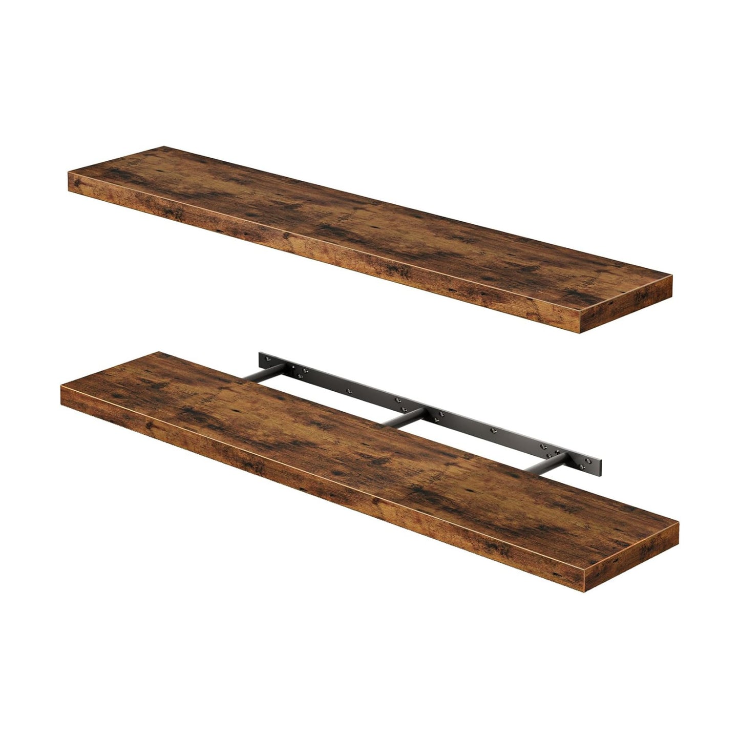 Fixwal Floating Wall Shelves for Decor (Rustic Brown, Set of 2, 47.2Inch)