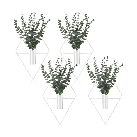 Jexine 4 Pcs Hanging Artificial Planters Wall Decor, White, Eucalyptus