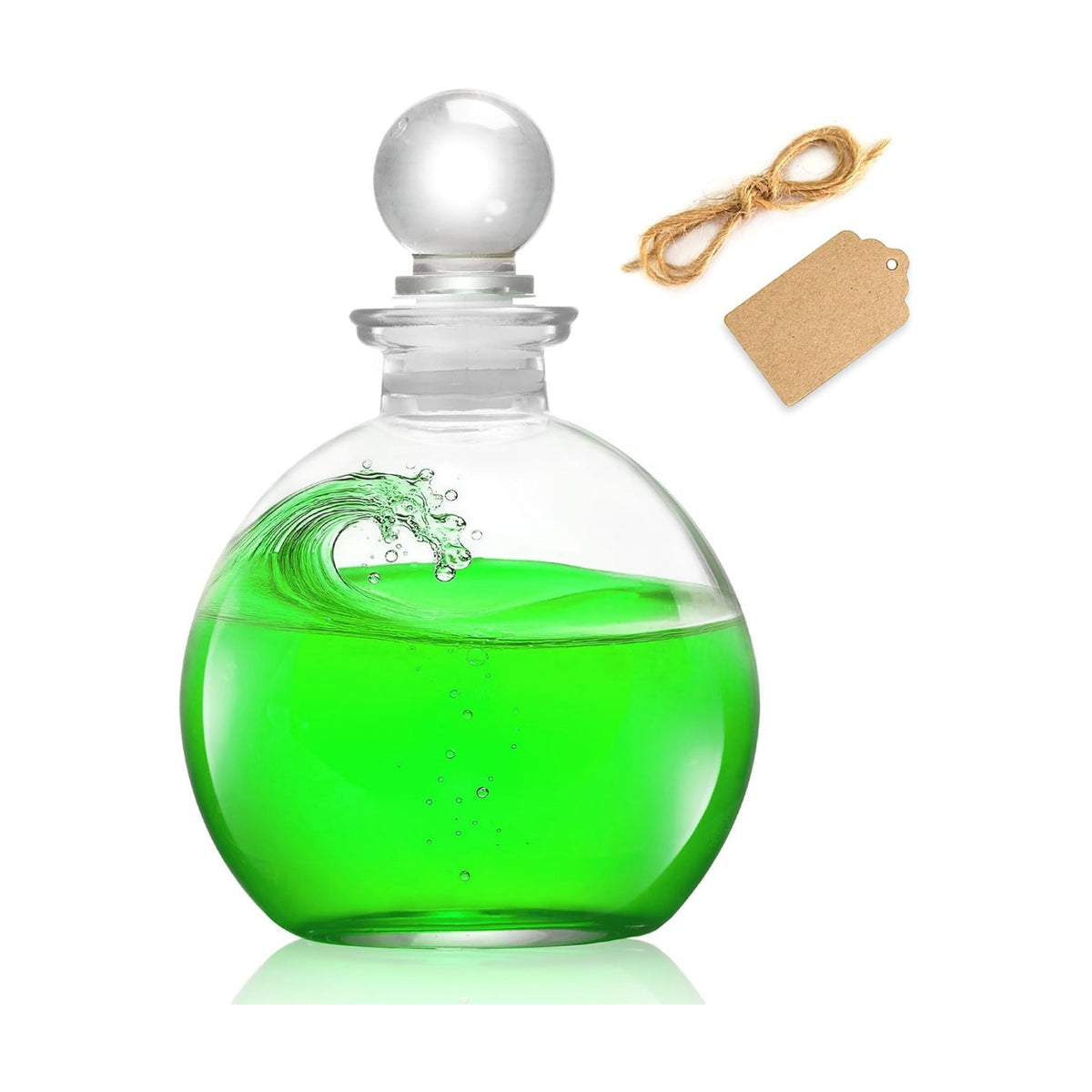 Spherical Glass Bottles Magic Season Decorative Jars with Stopper 8.5oz Round Glass Clear Containers for Liquids Halloween Costume Props DIY Art Crafts Gift