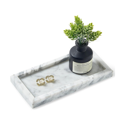 Stone Organizer / Natural Small Marble Vanity Tray / White / 7.9 x 4.3 x 0.8