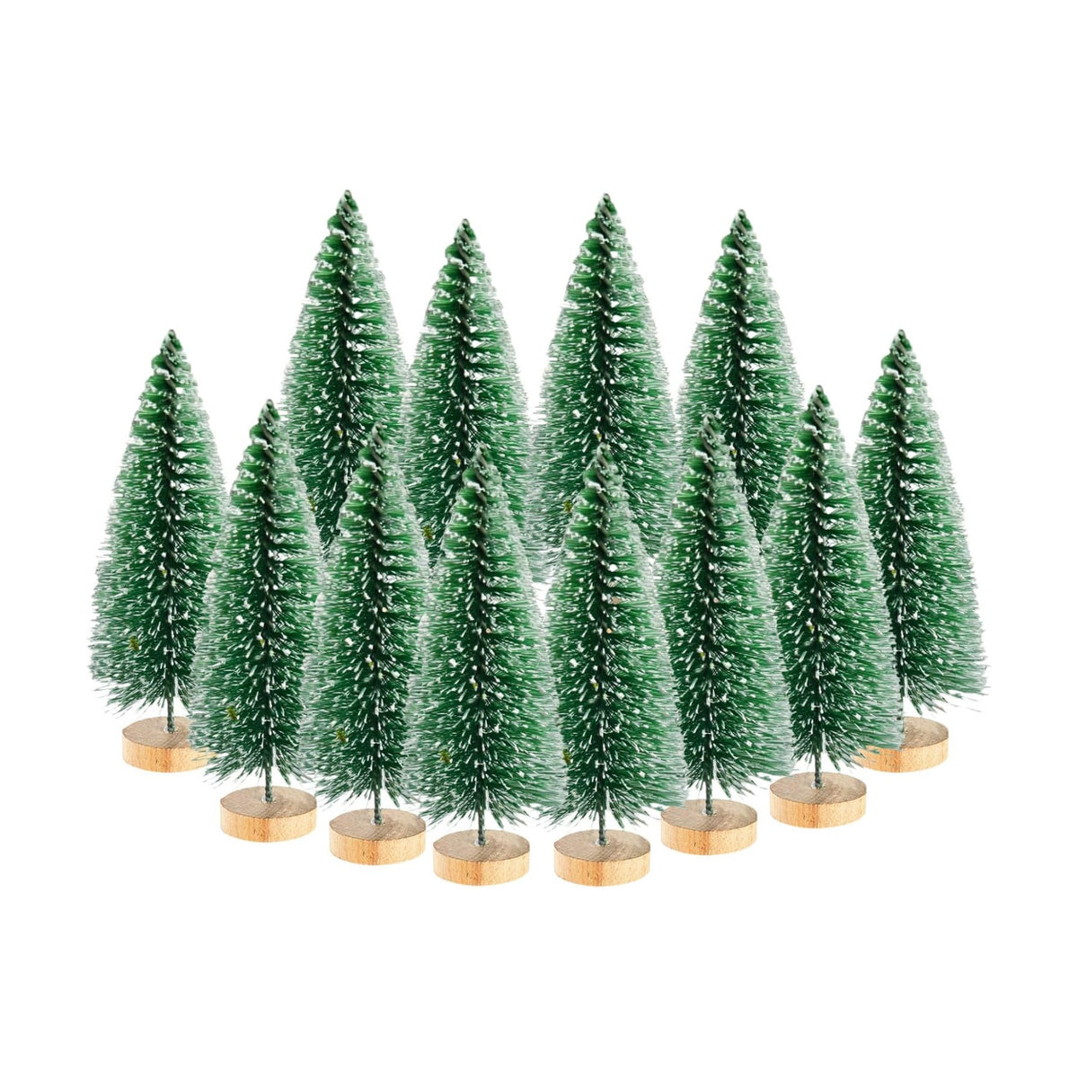 12 Pcs Mini Christmas Tree, 6 Inch Artificial Christmas Tree with Wooden Bases Small Christmas Tree Table Decor Bottle Brush Trees for Christmas Table Decorations (6 Inches)