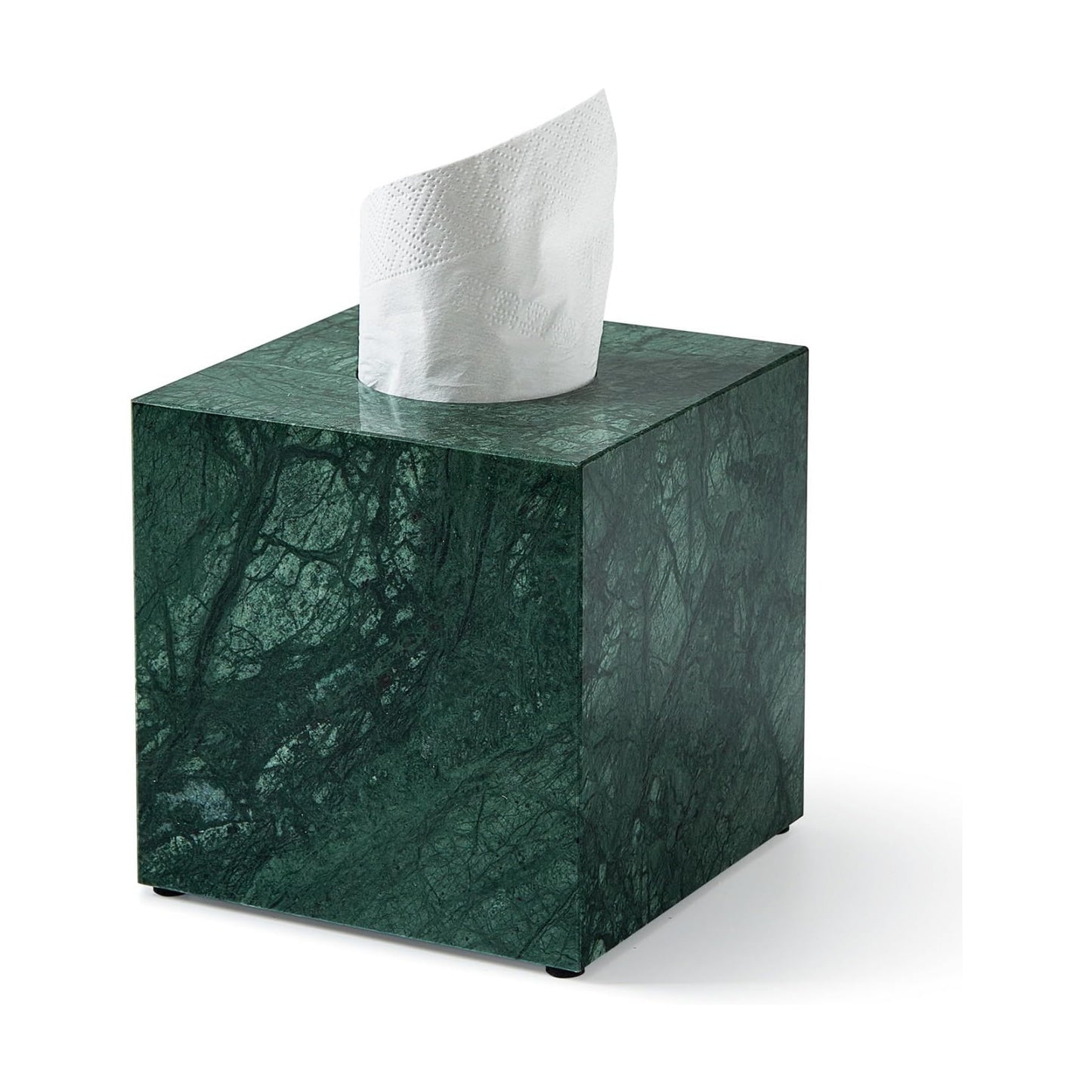 Square Marble Tissue Box Holder / Green / 5.5 Inch
