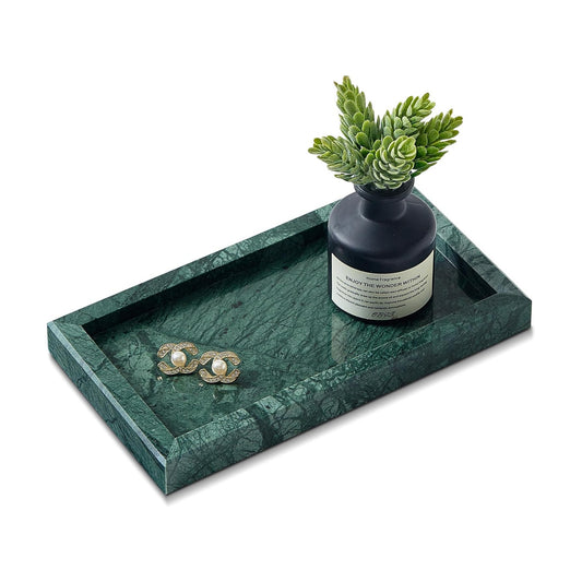 Stone Organizer / Natural Small Marble Vanity Tray / Green / 7.9 x 4.3 x 0.8