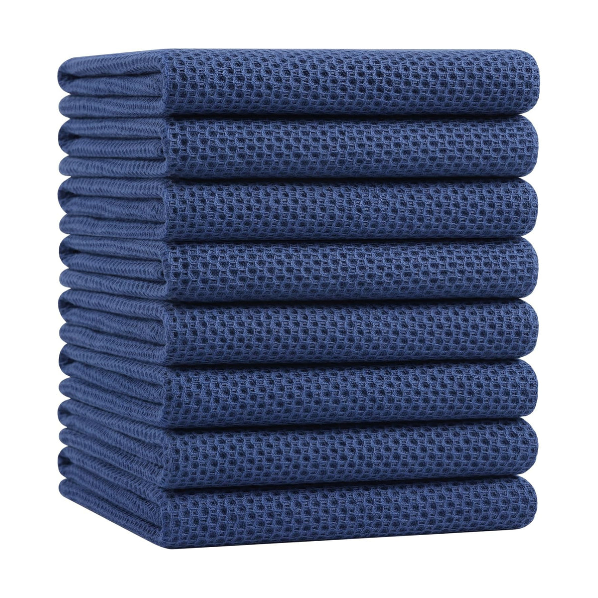 Homaxy 100% Cotton Oversized Waffle Weave Kitchen Towels 8-Pack, Navy Blue | 20 x 28 Inches, Ultra Soft Absorbent Dish