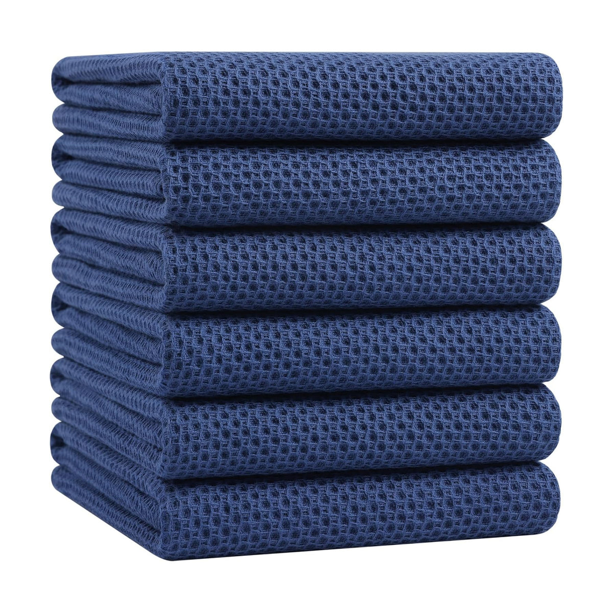 Homaxy 100% Cotton Oversized Waffle Weave Kitchen Towels 6-Pack, Navy Blue | 20 x 28 Inches, Ultra Soft Absorbent Dish