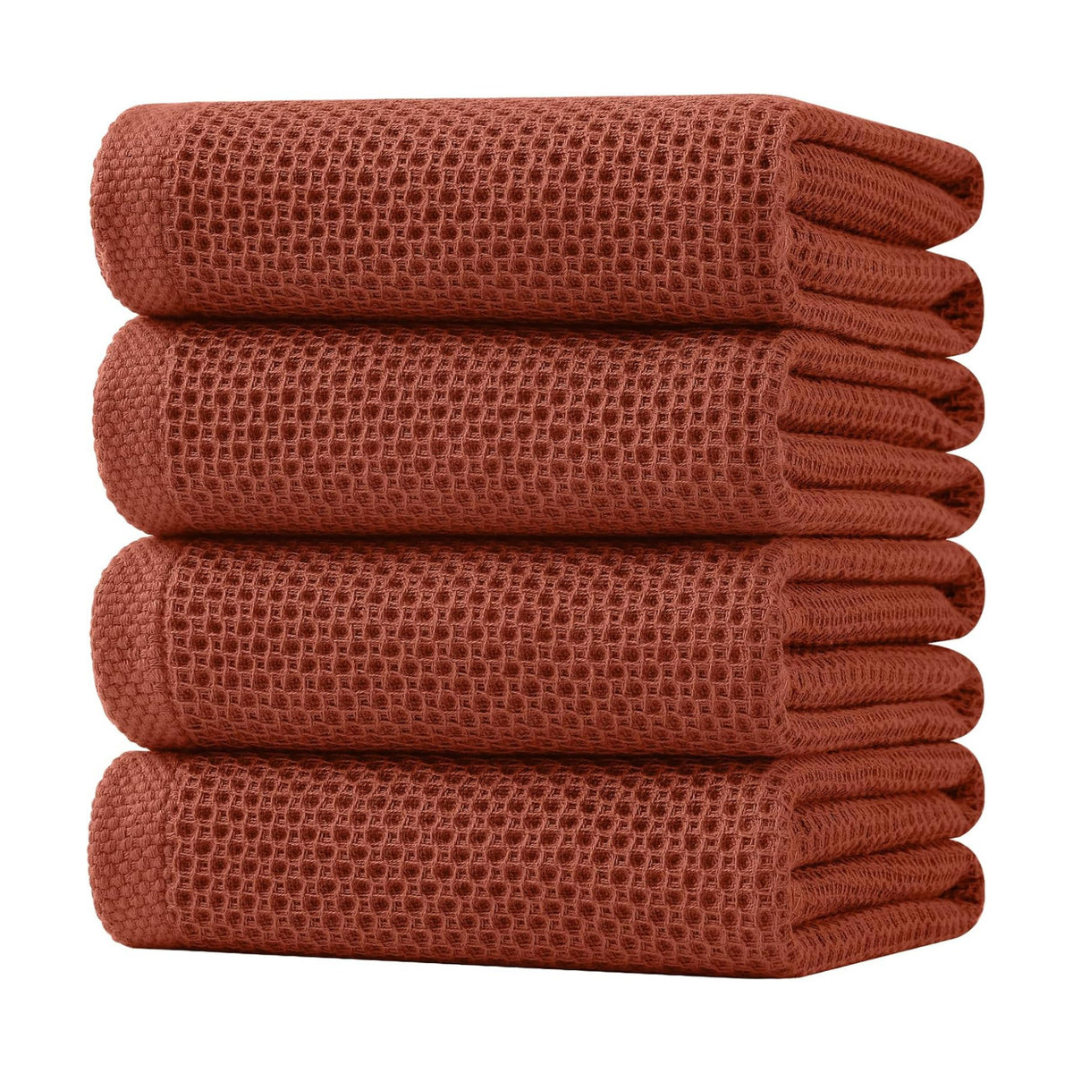Homaxy 100% Cotton Oversized Waffle Weave Kitchen Towels 4-Pack, Rust | 20 x 28 Inches, Ultra Soft Absorbent Dish