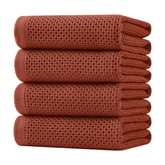 Homaxy 100% Cotton Oversized Waffle Weave Kitchen Towels 4-Pack, Rust | 20 x 28 Inches, Ultra Soft Absorbent Dish
