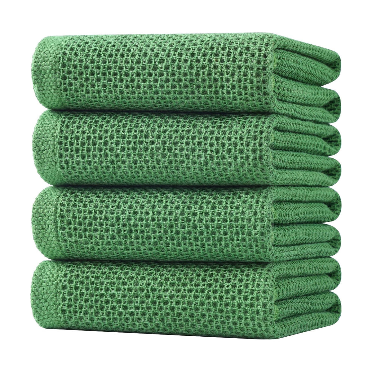 Homaxy 100% Cotton Oversized Waffle Weave Kitchen Towels 4-Pack | Grass Green, 20 x 28 Inches, Ultra Soft Absorbent