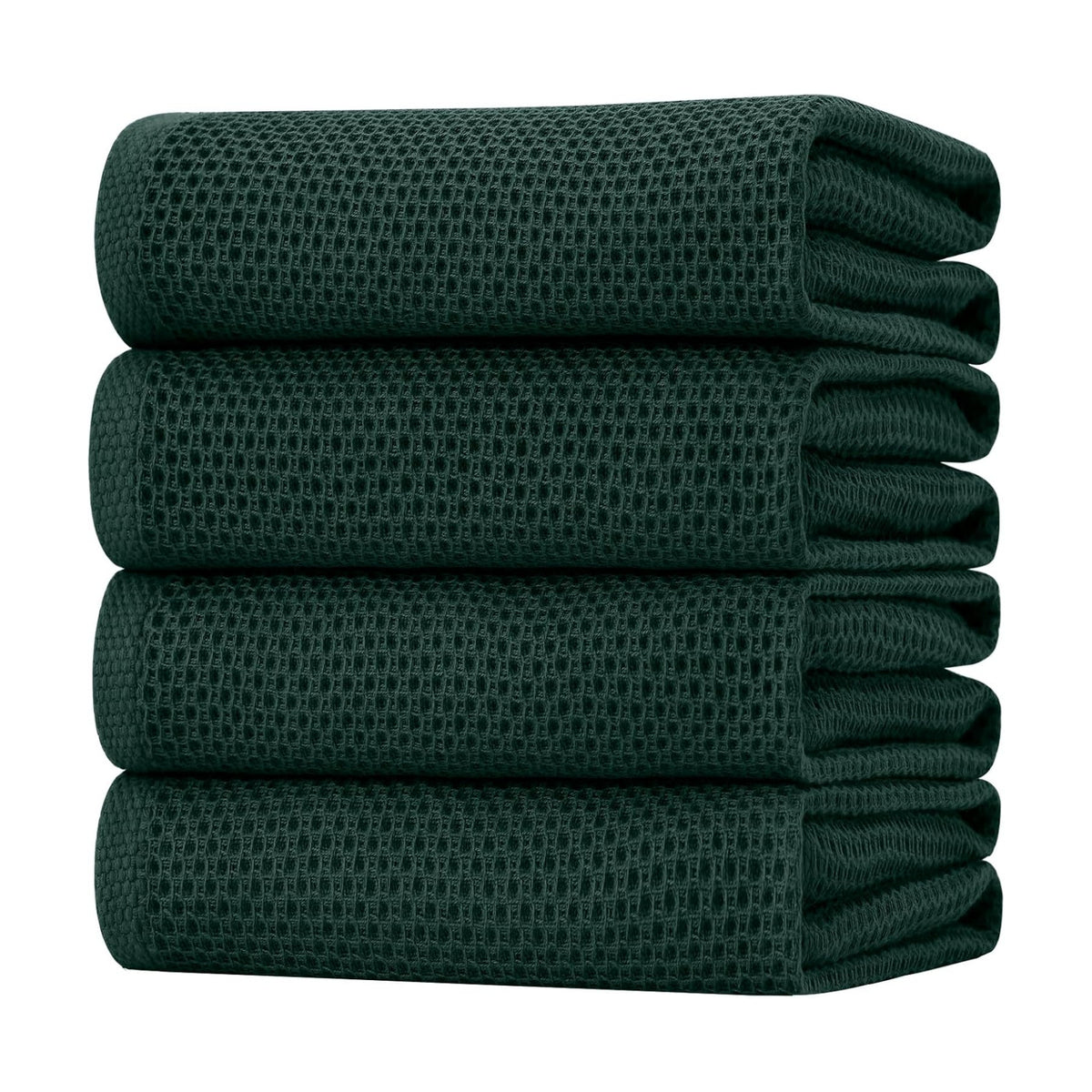 Homaxy 100% Cotton Oversized Waffle Weave Kitchen Towels 4-Pack | Blackish Green, 20 x 28 Inches, Ultra Soft Absorbent