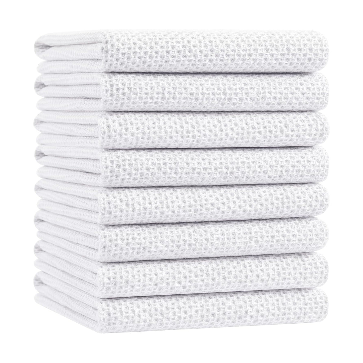 Homaxy 100% Cotton Oversized Waffle Weave Kitchen Towels 8-Pack, White | 20 x 28 Inches, Ultra Soft Absorbent Dish