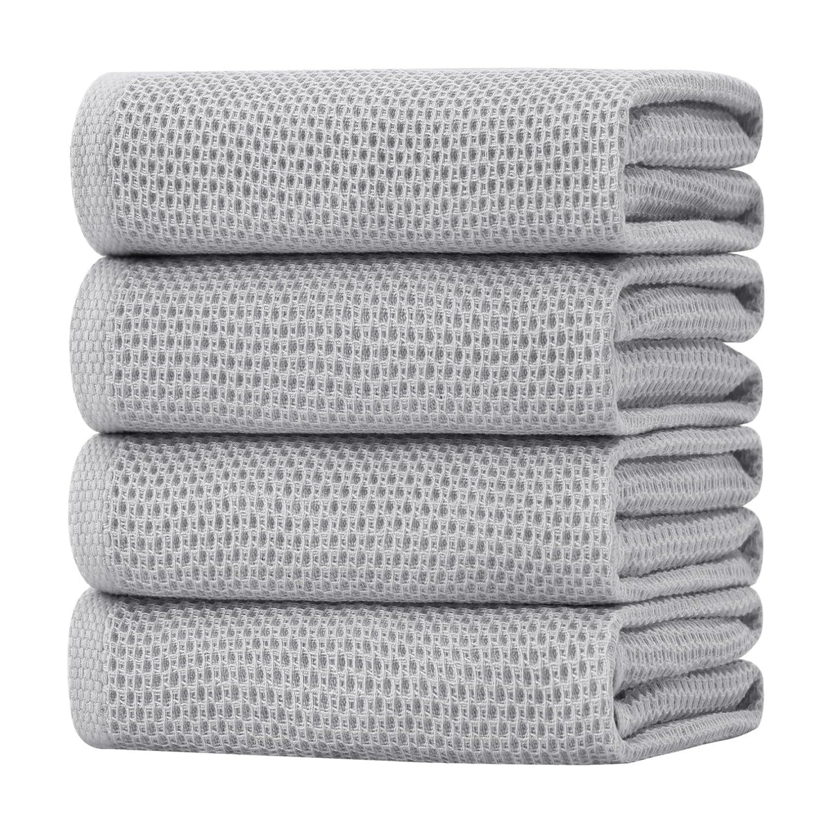Homaxy 100% Cotton Oversized Waffle Weave Kitchen Towels 4-Pack, Light Gray | 20 x 28 Inches, Ultra Soft Absorbent Dish