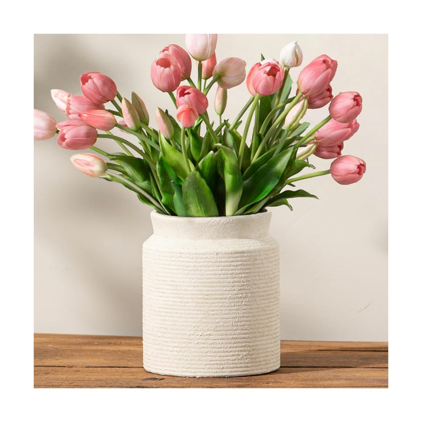 Ceramic Flower Vase Farmhouse Rustic Vase / 01-m-off White / 7.5 Inch