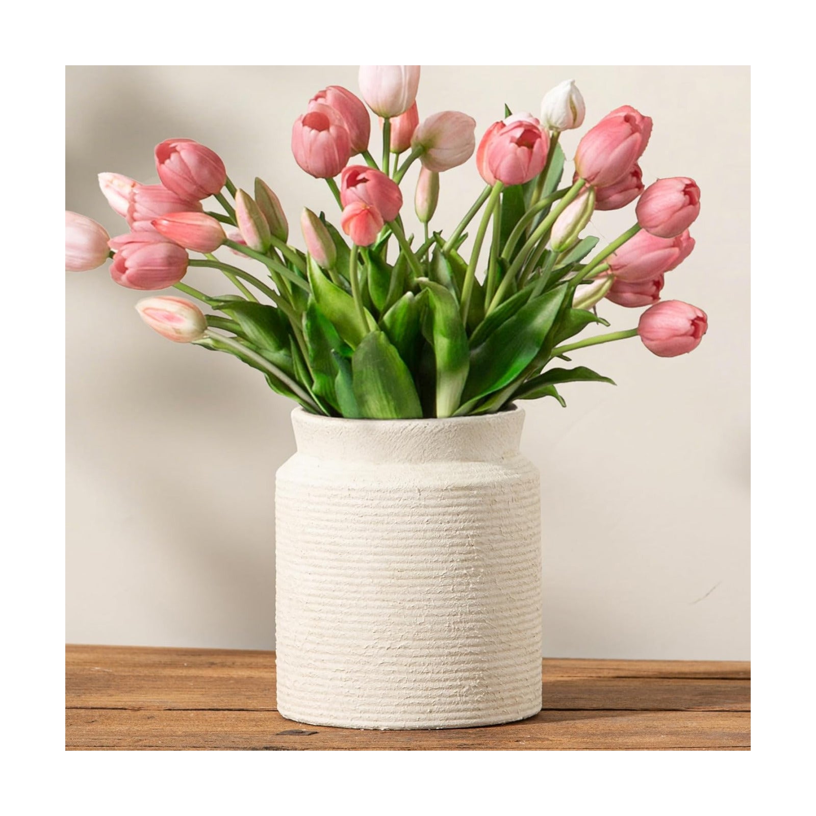 Ceramic Flower Vase Farmhouse Rustic Vase / 01-m-off White / 7.5 Inch