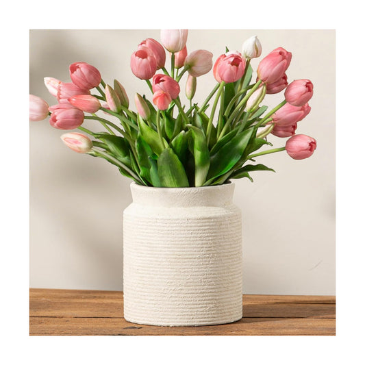 Ceramic Flower Vase Farmhouse Rustic Vase / 01-m-off White / 7.5 Inch