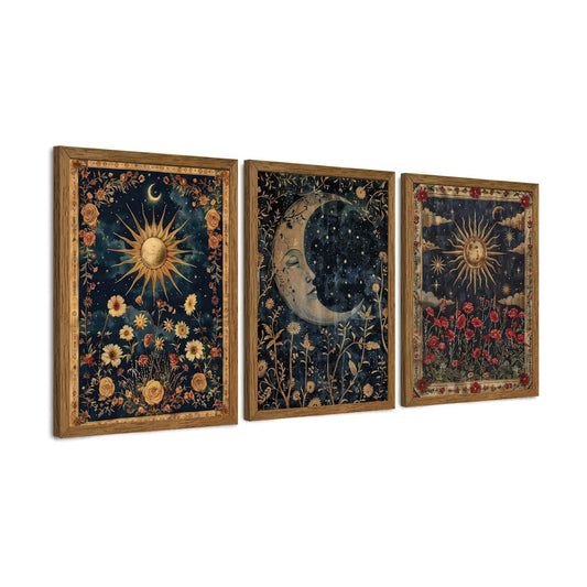 Wood Framed Wall Art / 16"L x 12"W / Tarot A / Set of 3