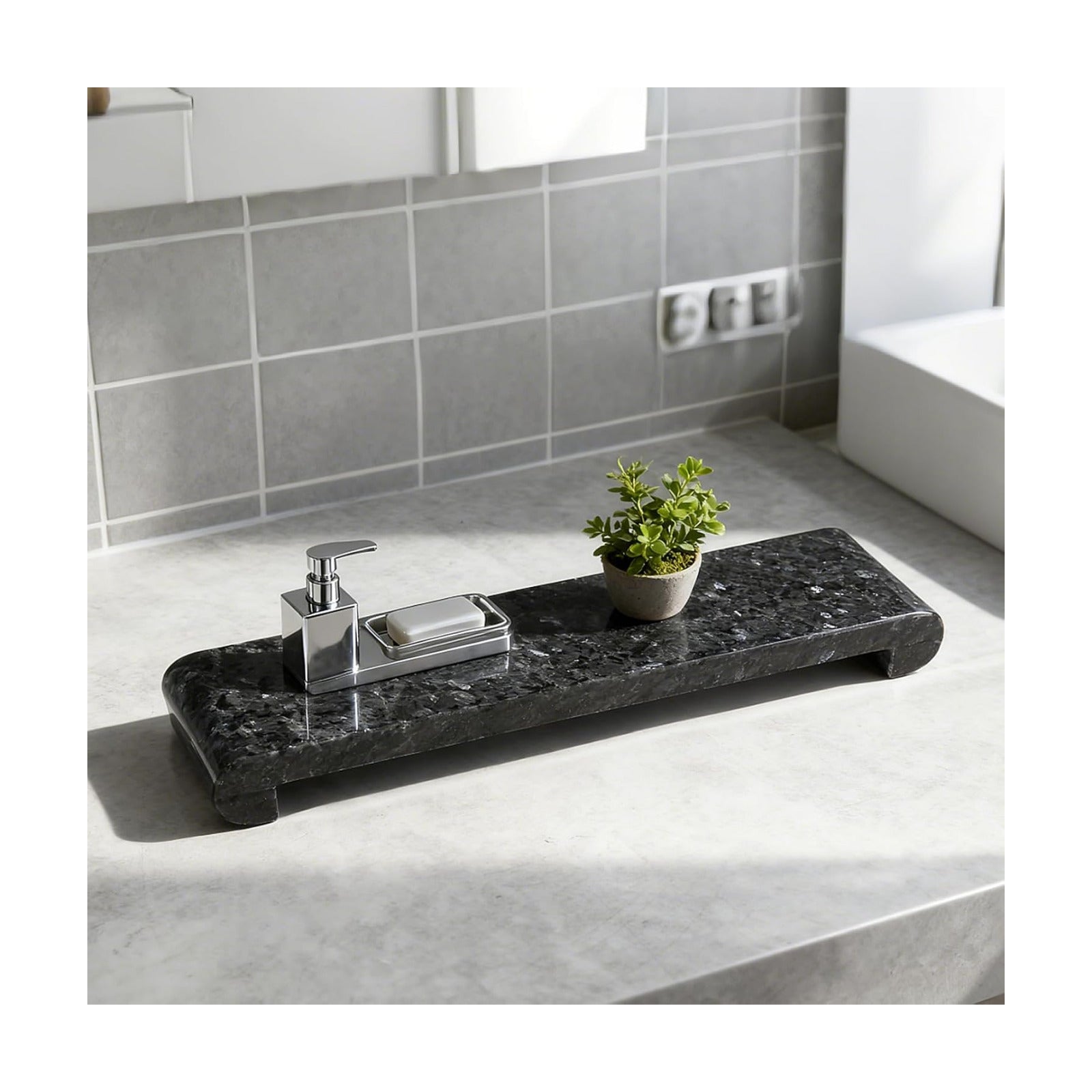Marble Tray / Small Plant Tray / Blue Pearl / 4.02 x 15.98