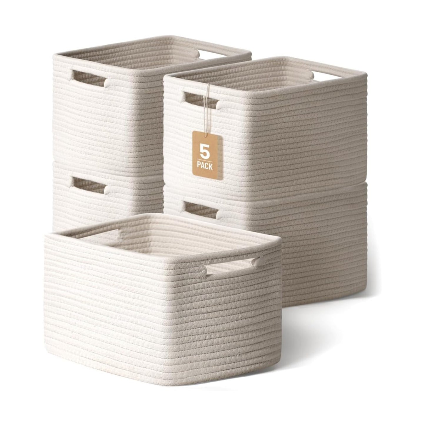Woven Storage Baskets / White / Set of 5