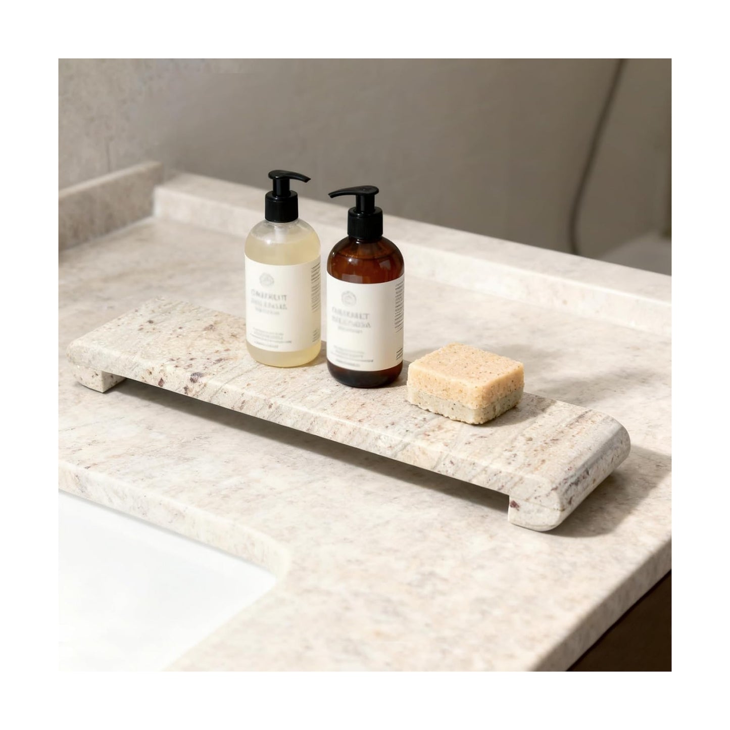 Marble Vanity Tray / River White / 16 x 4