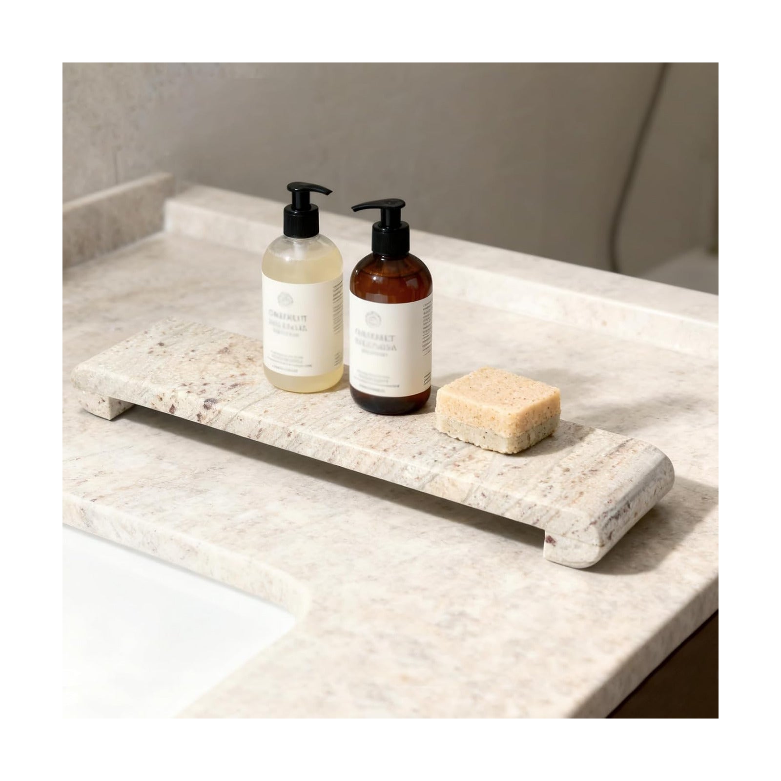 Marble Vanity Tray / River White / 16 x 4