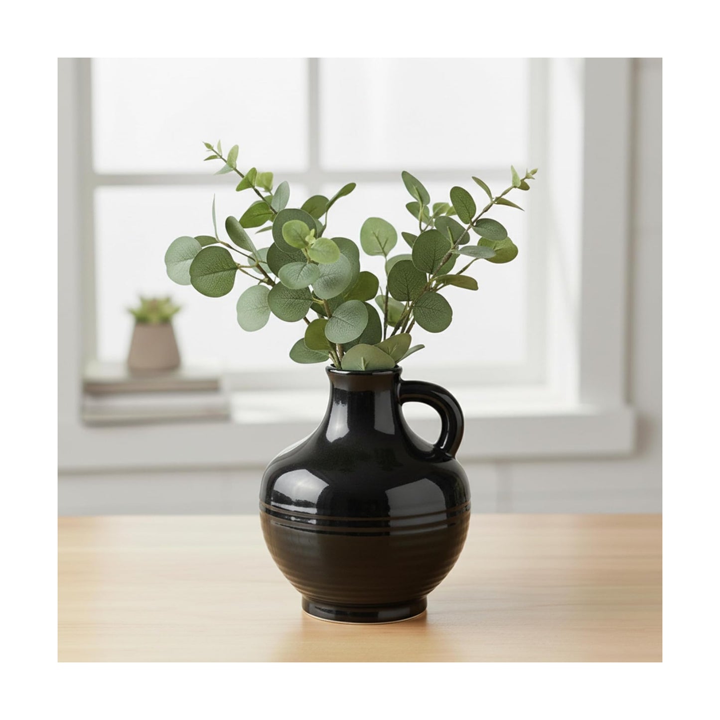 Black Ceramic Vases Home Décor- Small Modern Decorative Vase / 6 Inch / Black - 6