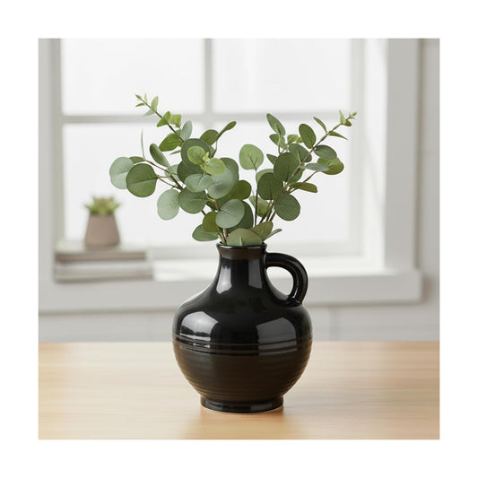Black Ceramic Vases Home Décor- Small Modern Decorative Vase / 6 Inch / Black - 6