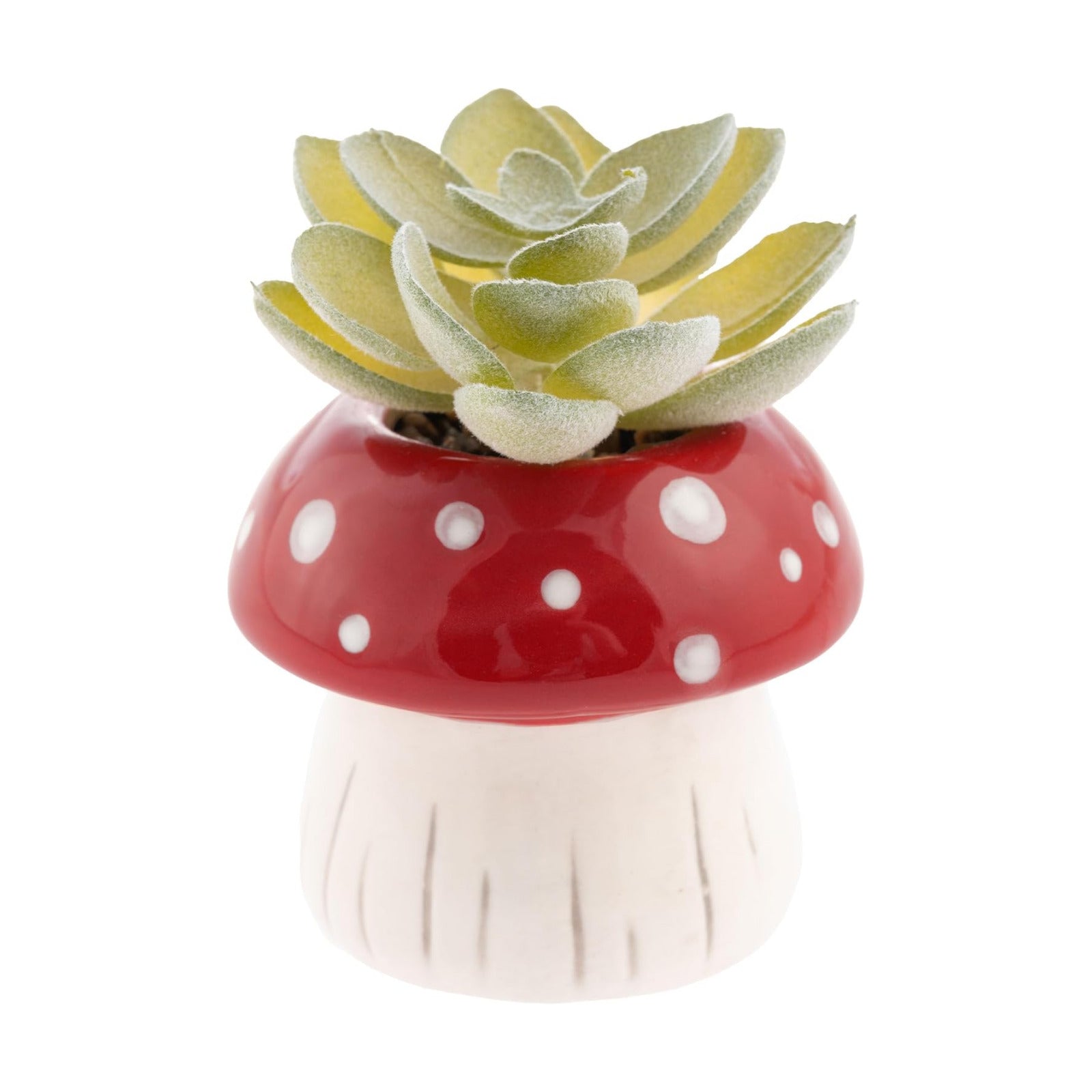 Office Plants / Artificial Faux Mini Succulents in Ceramic Pot / Mushroom