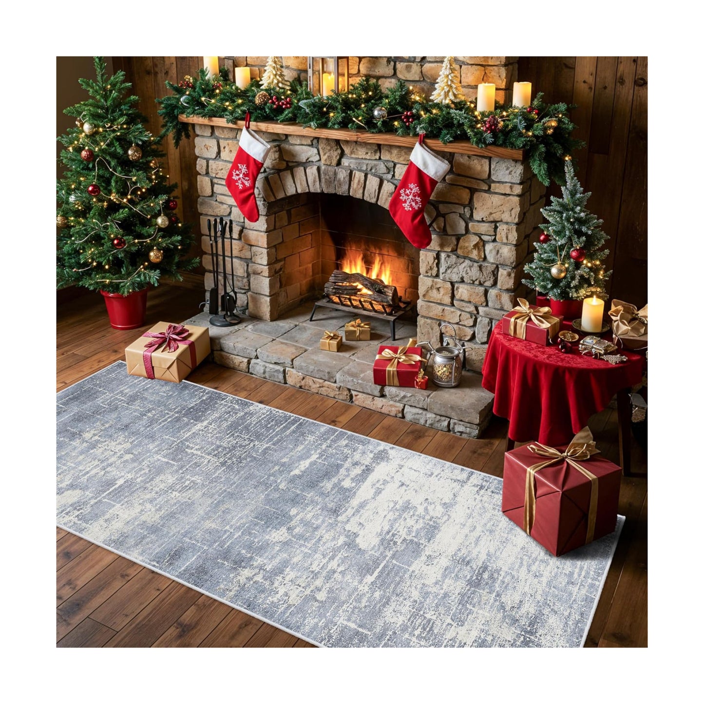 2x6 Non-Slip Entryway Area Rugs: Washable Stain Resistant Kitchen Carpet Low Pile Printed Doormat Soft Nursery Runner