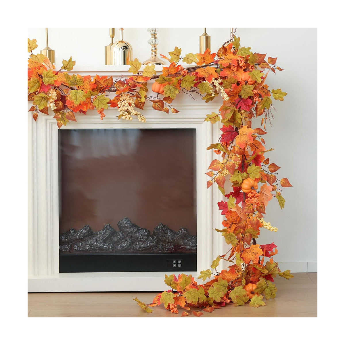 MIZII Fall Decor Artificial Maple Leaf Pumpkin Garland 6FT Fake Autumn Vines Garland Thanksgiving Halloween Harvest Decorations for Porch Mantle Table Centerpieces Fireplace Farmhouse (Yellow PK)