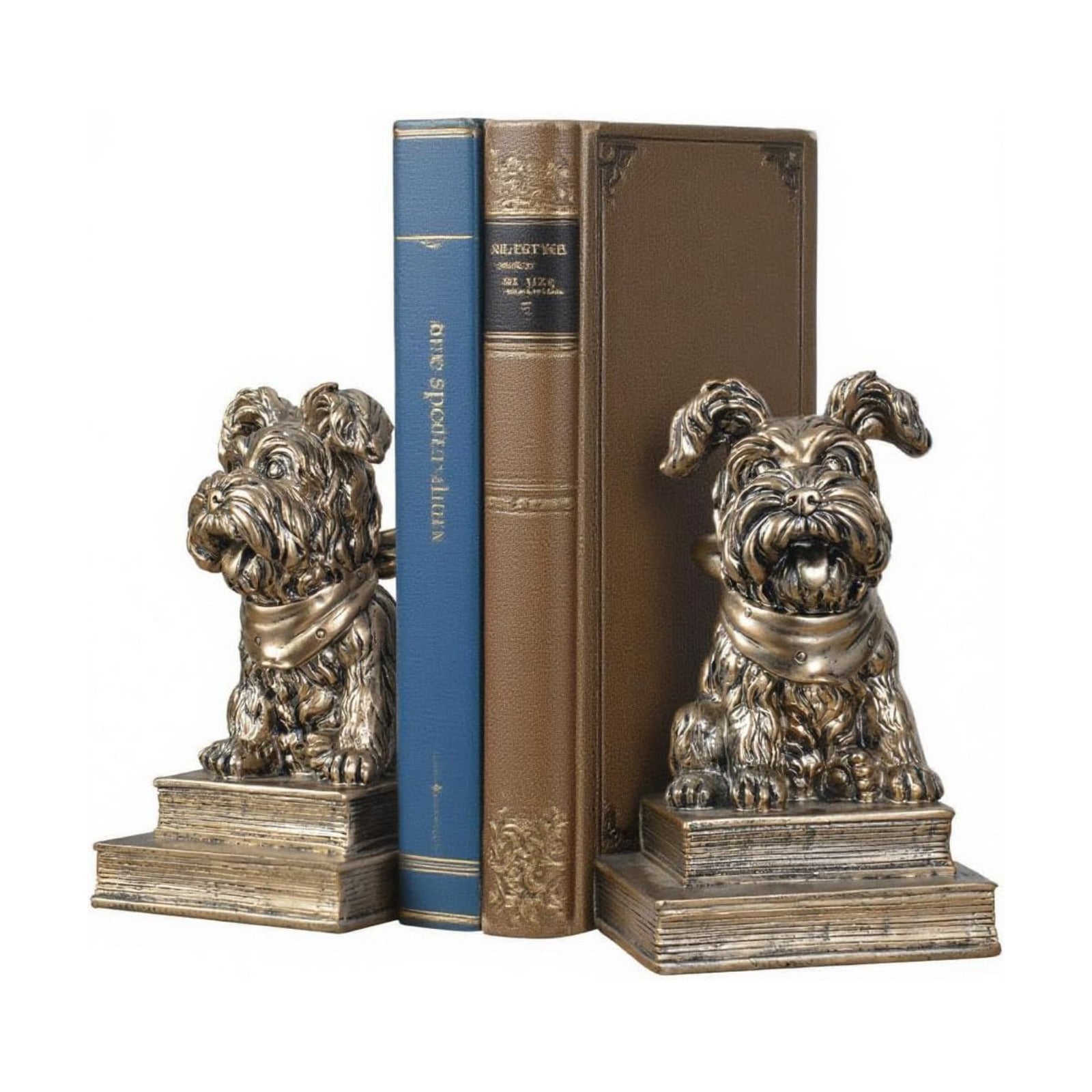 Vintage Antique Dog Bookends / Gold