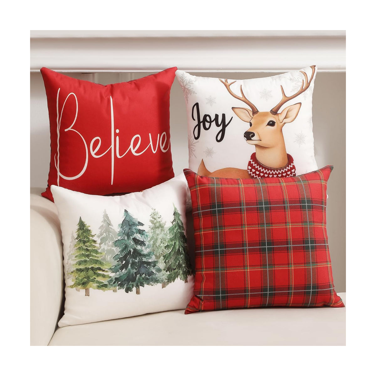 TOYPOPOR Christmas Pillow Covers 16x16 4Pcs Double‑Sided Winter Home Decor