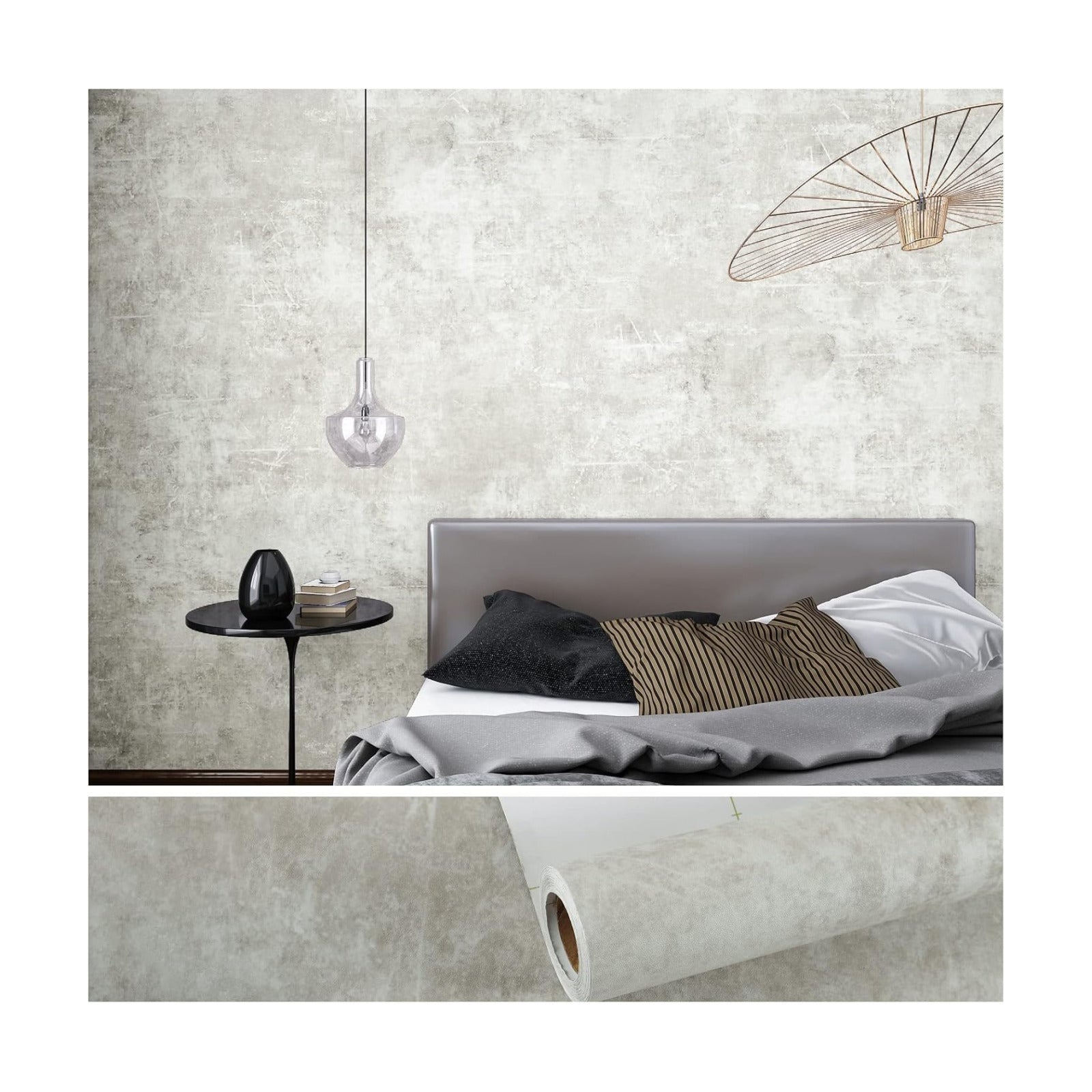 Distressed Concrete Wallpaper Peel and Stick Modern Limewash Wallpaper / 24''x118 / Light Grey