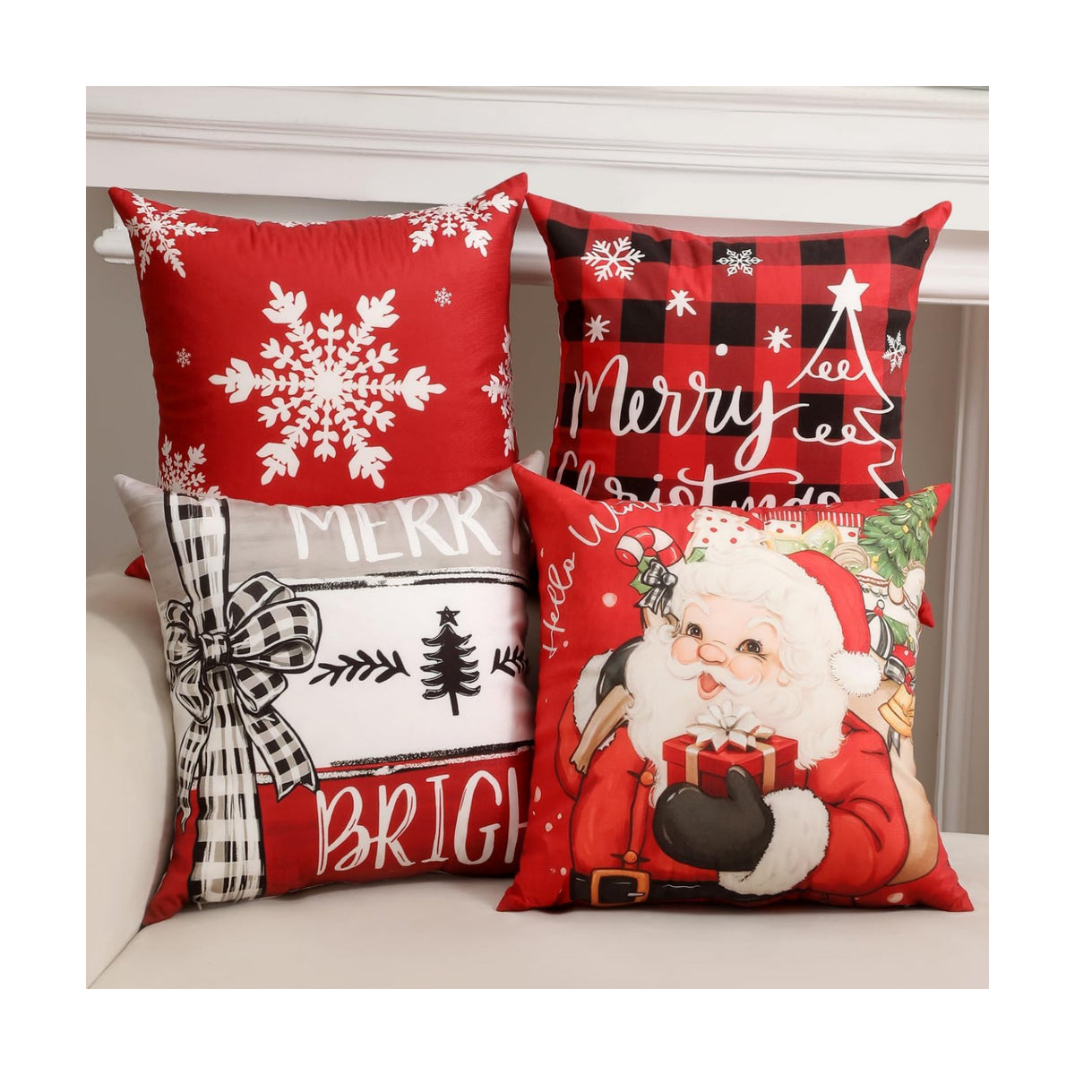 TOYPOPOR Christmas Pillow Covers 20x20 4Pcs Double‑Sided Winter Home Decor