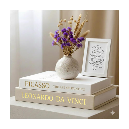Neutral Linen Books / Picture Frame Set