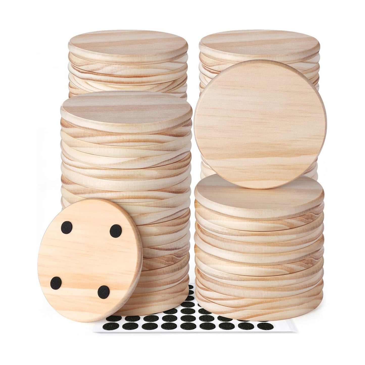 Wooden Slices Blanks Bulk Set / Round / 4 Inch / Set of 72