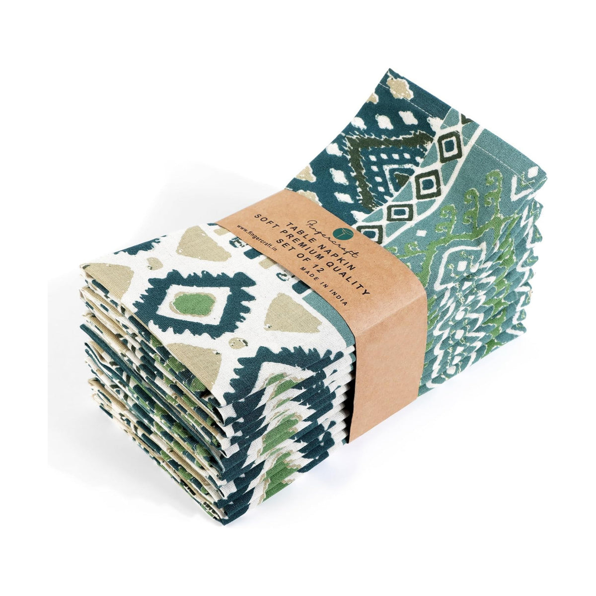 FINGERCRAFT Cloth Napkins Set of 12 Cotton Linen, 20x20 Inch, Free Spirit | Mitered corner, washable, soft, absorbent