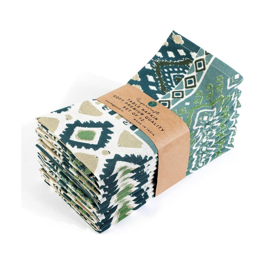 FINGERCRAFT Cloth Napkins Set of 12 Cotton Linen, 20x20 Inch, Free Spirit | Mitered corner, washable, soft, absorbent