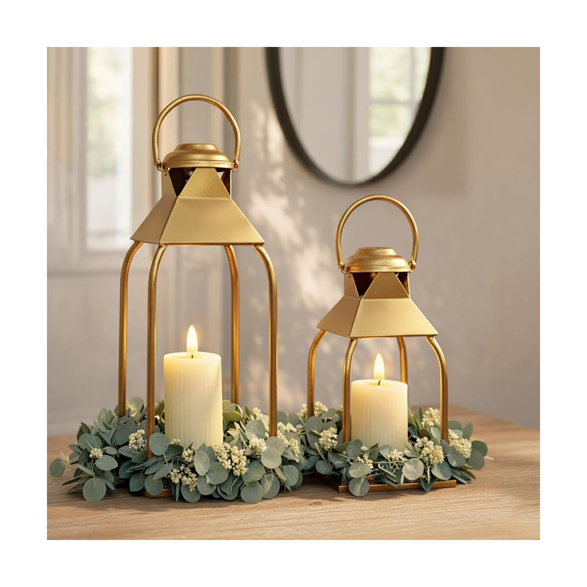 Decorative Metal Lanterns Indoor Outdoor, Candle Holder for Porch, Patio, Fireplace, Floor, Wedding, Christmas, Fall