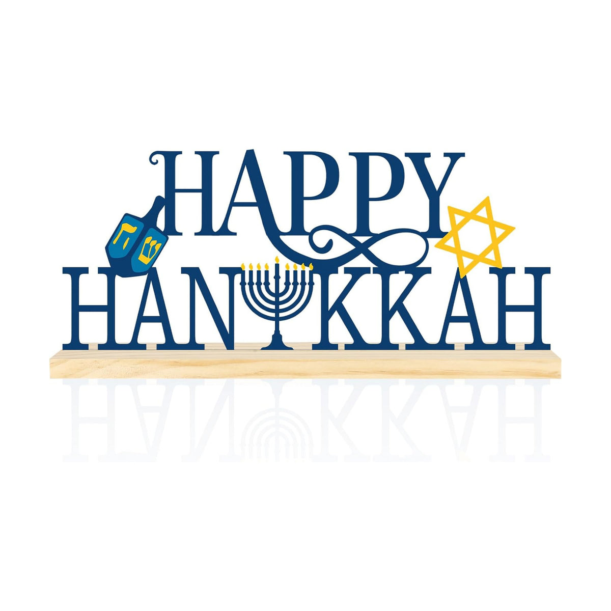 Metal Happy Hanukkah Sign Decorations for Home Party Shelf Mantel
