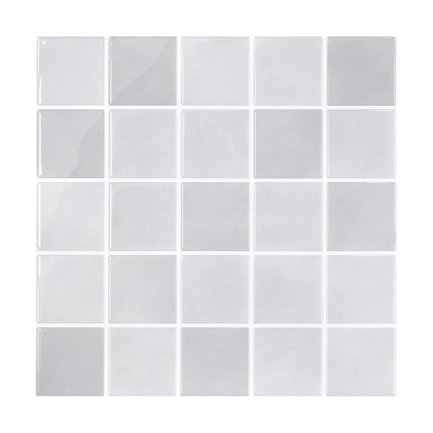Thicker Peel and Stick Backsplash Tiles- of "- 3D / ST-SM-Q / Light Gray / 12 x 12 / Set of 10