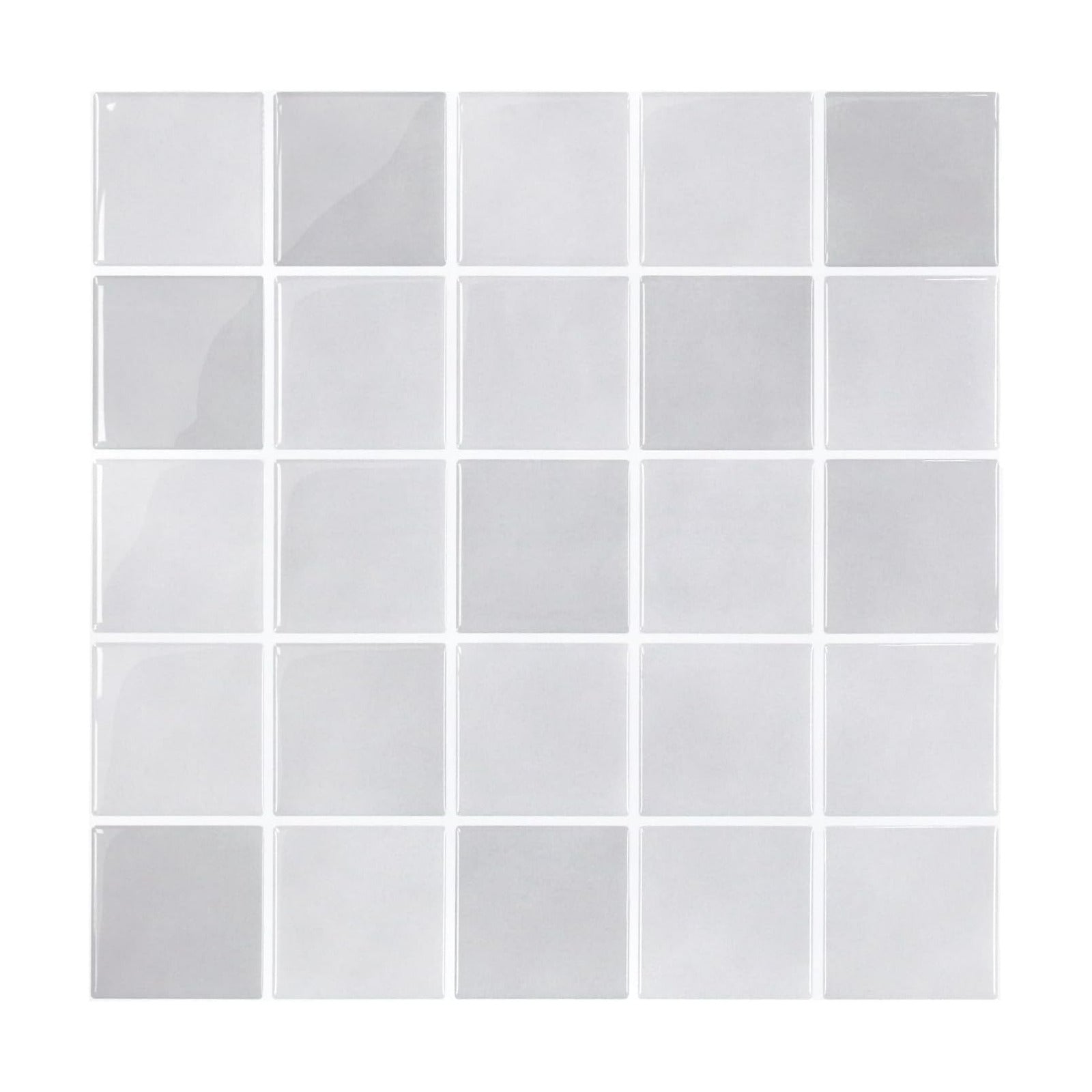 Thicker Peel and Stick Backsplash Tiles- of "- 3D / ST-SM-Q / Light Gray / 12 x 12 / Set of 10