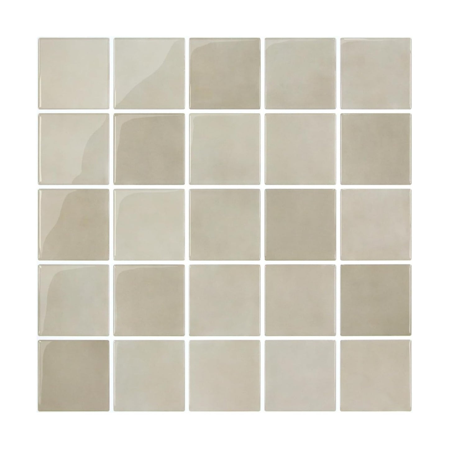 3D Adhesive Glossy Square Panels Stick / ST-SM-E / Brown / 12 x 12 / Set of 10