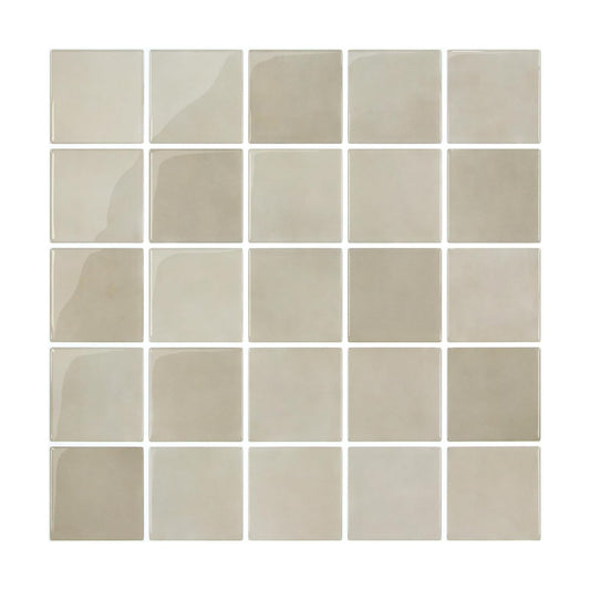 3D Adhesive Glossy Square Panels Stick / ST-SM-E / Brown / 12 x 12 / Set of 10