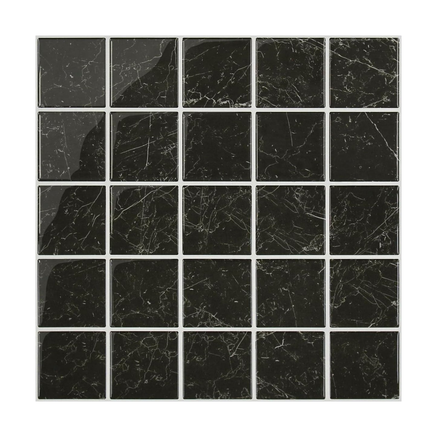Thicker Marble Peel and Stick Backsplash Tiles- of "-3D / ST-SM-B / Black / 12 x 12 / Set of 10