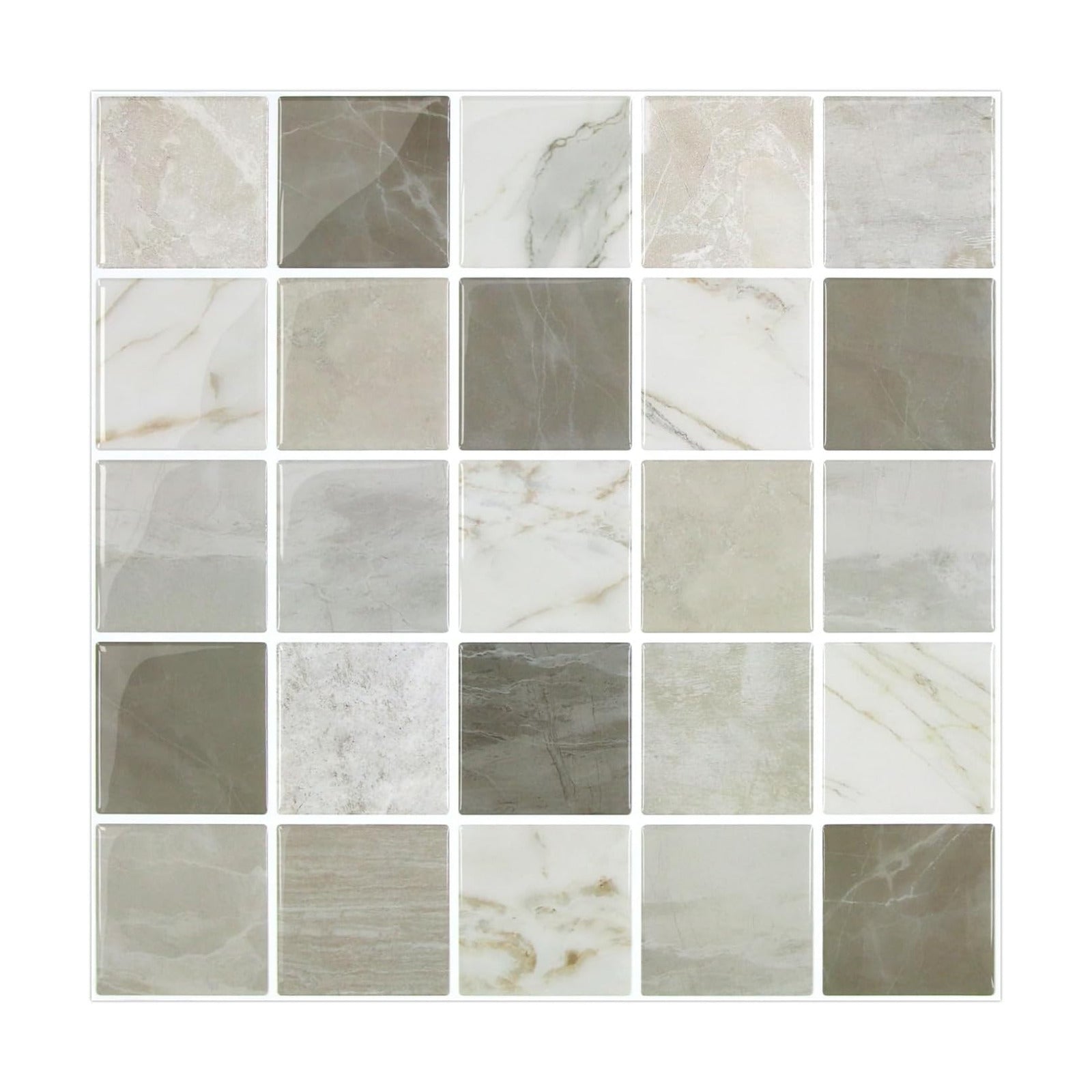 Thicker Marble Peel and Stick Backsplash Tiles- of "-3D / ST-SM-G / Brown / 12 x 12 / Set of 10