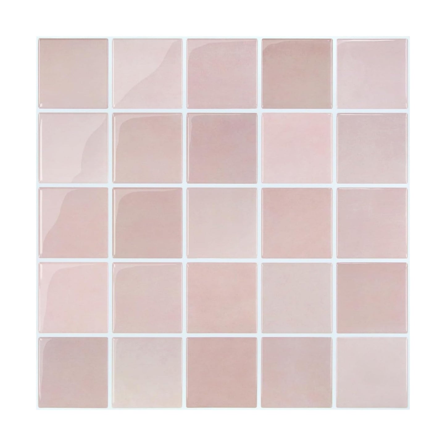 3D Adhesive Glossy Square Panels Stick / ST-SM-C / Pink / 12 x 12 / Set of 10