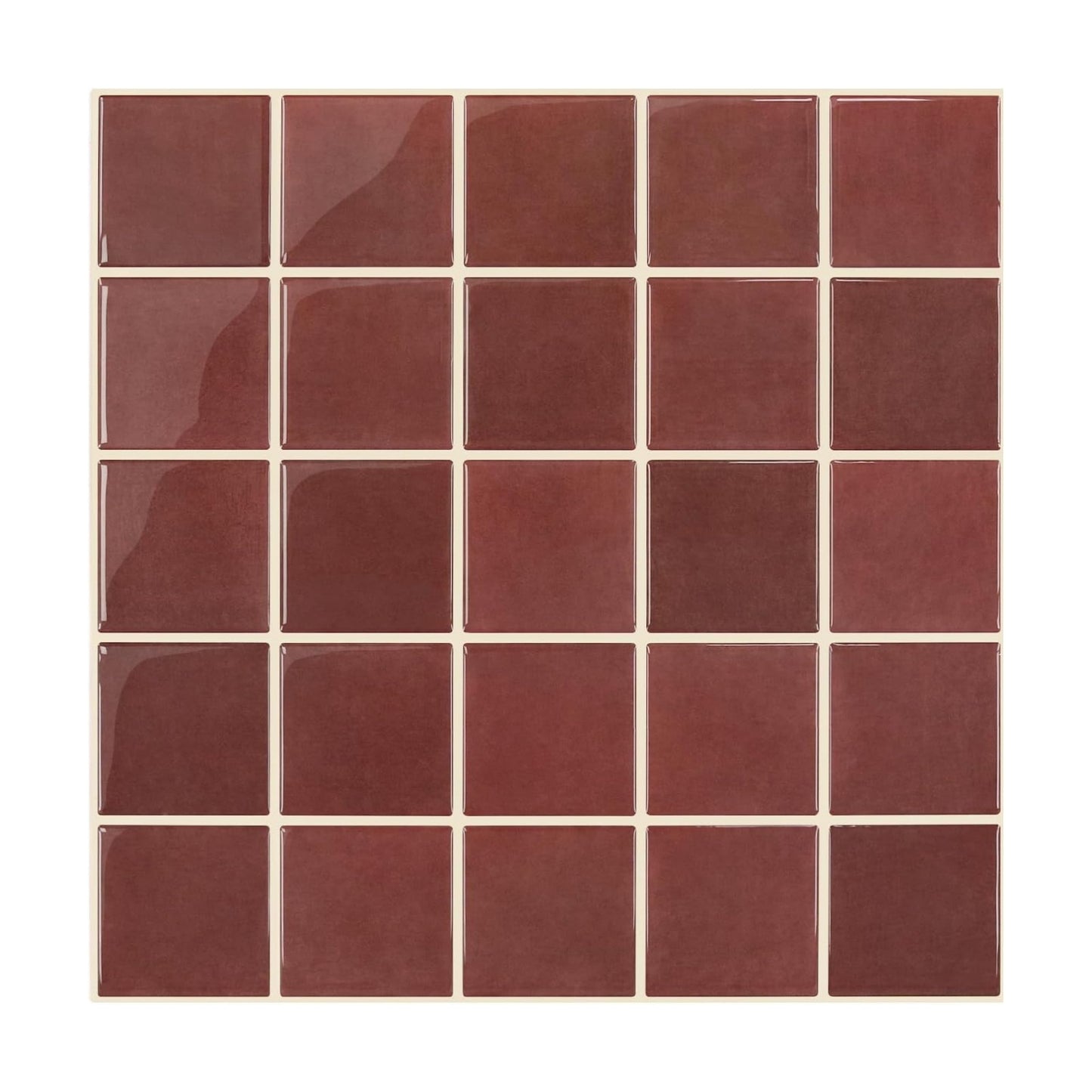 Thicker Dark Peel and Stick Backsplash Tiles- of "-3D Adhesive / ST-SM-A / Red / 12 x 12 / Set of 10